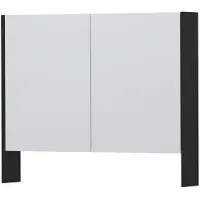 Ink SPK3 Spiegelkast 2 Deuren - 90x74cm - Mat Zwart - Spiegels, Spiegelkasten - 8718835090357