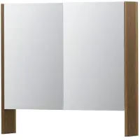 Ink SPK3 Spiegelkast 2 Deuren - 80x74cm - Massief Eiken Aqua - Spiegels, Spiegelkasten - 8718835090234