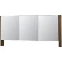 Ink SPK3 Spiegelkast 3 Deuren - 160x74cm - Massief Eiken Chocolate - Spiegels, Spiegelkasten - 8718835092061