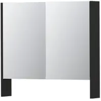 Ink SPK3 Spiegelkast 2 Deuren - 80x74cm - Mat Zwart - Spiegels, Spiegelkasten - 8718835090104
