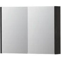 Ink SPK1 Spiegelkast 2 Deuren - 80x60cm - Houtskool Eiken - Spiegels, Spiegelkasten - 8718835100612