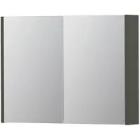 Ink SPK1 Spiegelkast 2 Deuren - 80x60cm - Mat Beton Groen - Spiegels, Spiegelkasten - 8718835100841