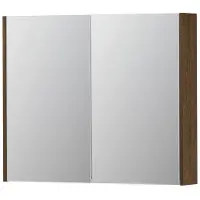 Ink SPK2 Spiegelkast 2 Deuren - 90x74cm - Massief Eiken Chocolate - Spiegels, Spiegelkasten - 8718835092498