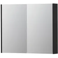 Ink SPK2 Spiegelkast 2 Deuren - 90x74cm - Mat Zwart - Spiegels, Spiegelkasten - 8718835052577