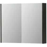 Ink SPK2 Spiegelkast 2 Deuren - 90x74cm - Intens Eiken - Spiegels, Spiegelkasten - 8718835092412