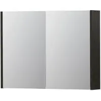 Ink SPK1 Spiegelkast 2 Deuren - 80x60cm - Intens Eiken - Spiegels, Spiegelkasten - 8718835100780