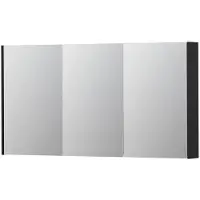 Ink SPK2 Spiegelkast 3 Deuren - 140x74cm - Mat Zwart - Spiegels, Spiegelkasten - 8718835092856