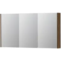 Ink SPK2 Spiegelkast 3 Deuren - 140x74cm - Massief Eiken Chocolate - Spiegels, Spiegelkasten - 8718835093075
