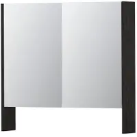 Ink SPK3 Spiegelkast 2 Deuren - 80x74cm - Houtskool Eiken - Spiegels, Spiegelkasten - 8718835090203