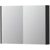Ink SPK2 Spiegelkast 2 Deuren - 100x74cm - Mat Zwart - Spiegels, Spiegelkasten - 8718835052751
