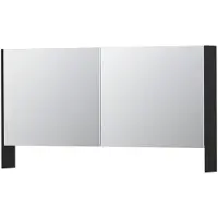 Ink SPK3 Spiegelkast 2 Deuren - 140x74cm - Mat Zwart - Spiegels, Spiegelkasten - 8718835091101