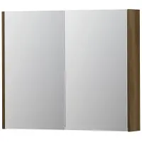 Ink SPK2 Spiegelkast 2 Deuren - 90x74cm - Massief Eiken Ash Grey - Spiegels, Spiegelkasten - 8718835092481