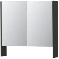 Ink SPK3 Spiegelkast 2 Deuren - 80x74cm - Mat Antraciet - Spiegels, Spiegelkasten - 8718835090074