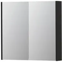 Ink SPK2 Spiegelkast 2 Deuren - 80x74cm - Mat Zwart - Spiegels, Spiegelkasten - 8718835052393