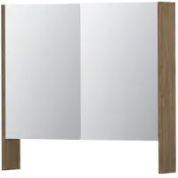 Ink SPK3 Spiegelkast 2 Deuren - 80x74cm - Naturel Eiken - Spiegels, Spiegelkasten - 8718835090159