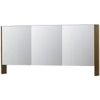 Ink SPK3 Spiegelkast 3 Deuren - 160x74cm - Massief Eiken Ash Grey - Spiegels, Spiegelkasten - 8718835092054