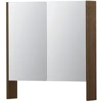 Ink SPK3 Spiegelkast 2 Deuren - 70x74cm - Massief Eiken Chocolate - Spiegels, Spiegelkasten - 8718835091880
