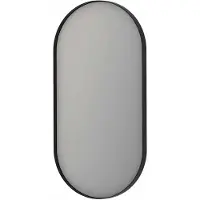 Ink SP20 Spiegel Ovaal In Kader 30x80cm - Geborsteld Metal Black - Aluminium, Glas - Ovaal - Spiegels, Badkamerspiegels - 8718835317836
