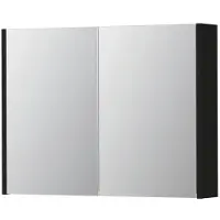 Ink SPK1 Spiegelkast 2 Deuren - 80x60cm - Fineer Matt Intens Black - Spiegels, Spiegelkasten - 8718835397319