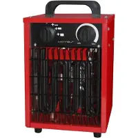 Emerio Power Ventilatorkachel - 30m² - 3000W - IP24 - Werkplaats - Ventilatiefunctie - Regelbare Thermostaat - 3 Temperatuurinstellingen - RVS Verwarmingselement - FH-102990 Rood