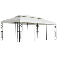 Syfax Prieel met dubbel dak 6x3 m wit