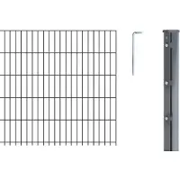 Alberts 672362 dubbelstaafmat hekwerk als 12-delige complete hekwerkset, antraciet, hoogte 103 cm, lengte 12,5 m