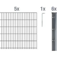 Alberts dubbele piketafscheiding als 12-delige complete afrasteringsset antraciet Hoogte 183 cm Lengte 12,5 m