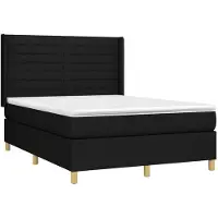 vidaXL Boxspring met matras stof zwart 140x200 cm