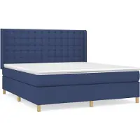 vidaXL Boxspring met matras stof blauw 160x200 cm