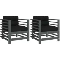 vidaXL - Tuinstoelen - 2 - st - met - kussens - massief - grenenhout - grijs