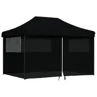 Syfax Partytent inklapbaar pop-up met 4 zijwanden zwart