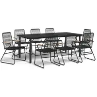 vidaXL 9-delige Tuinset PVC-rattan zwart