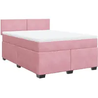 vidaXL Boxspring met matras fluweel roze 160x200 cm