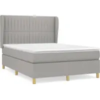 vidaXL Boxspring met matras stof lichtgrijs 140x190 cm