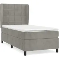 vidaXL Boxspring met matras fluweel lichtgrijs 80x200 cm