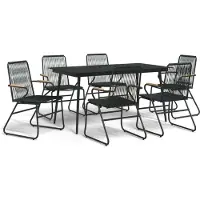 vidaXL 7-delige Tuinset PVC-rattan zwart