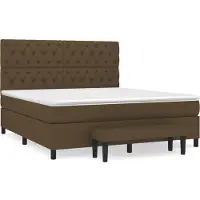 vidaXL Boxspring met matras stof donkerbruin 160x200 cm