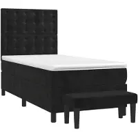 vidaXL Boxspring met matras fluweel zwart 90x200 cm