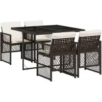 vidaXL 5-delige Tuinset met kussens poly rattan bruin