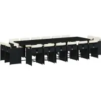 vidaXL 17-delige Tuinset met kussens poly rattan zwart