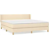 vidaXL Boxspring met matras stof crèmekleurig 160x200 cm