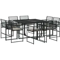 vidaXL 9-delige Tuinset poly rattan zwart