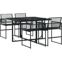 vidaXL 5-delige tuinset, zwart, van polyrotan