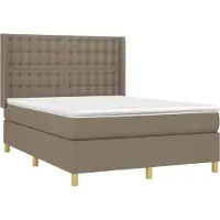 vidaXL Boxspring met matras stof taupe 140x200 cm