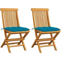 Syfax Inklapbare stoelen 2 st met lichtblauwe kussens