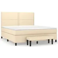 vidaXL Boxspring met matras stof crèmekleurig 180x200 cm