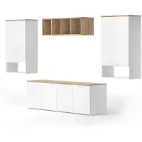 Vicco Wido Woonwand – 5 delen Wit/Sonoma