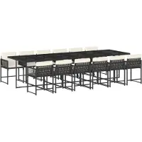 vidaXL 13-delige Tuinset met kussens poly rattan zwart