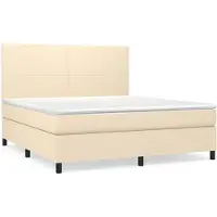 vidaXL Boxspring met matras stof crèmekleurig 160x200 cm
