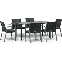 vidaXL 7-delige Tuinset met kussens poly rattan en staal
